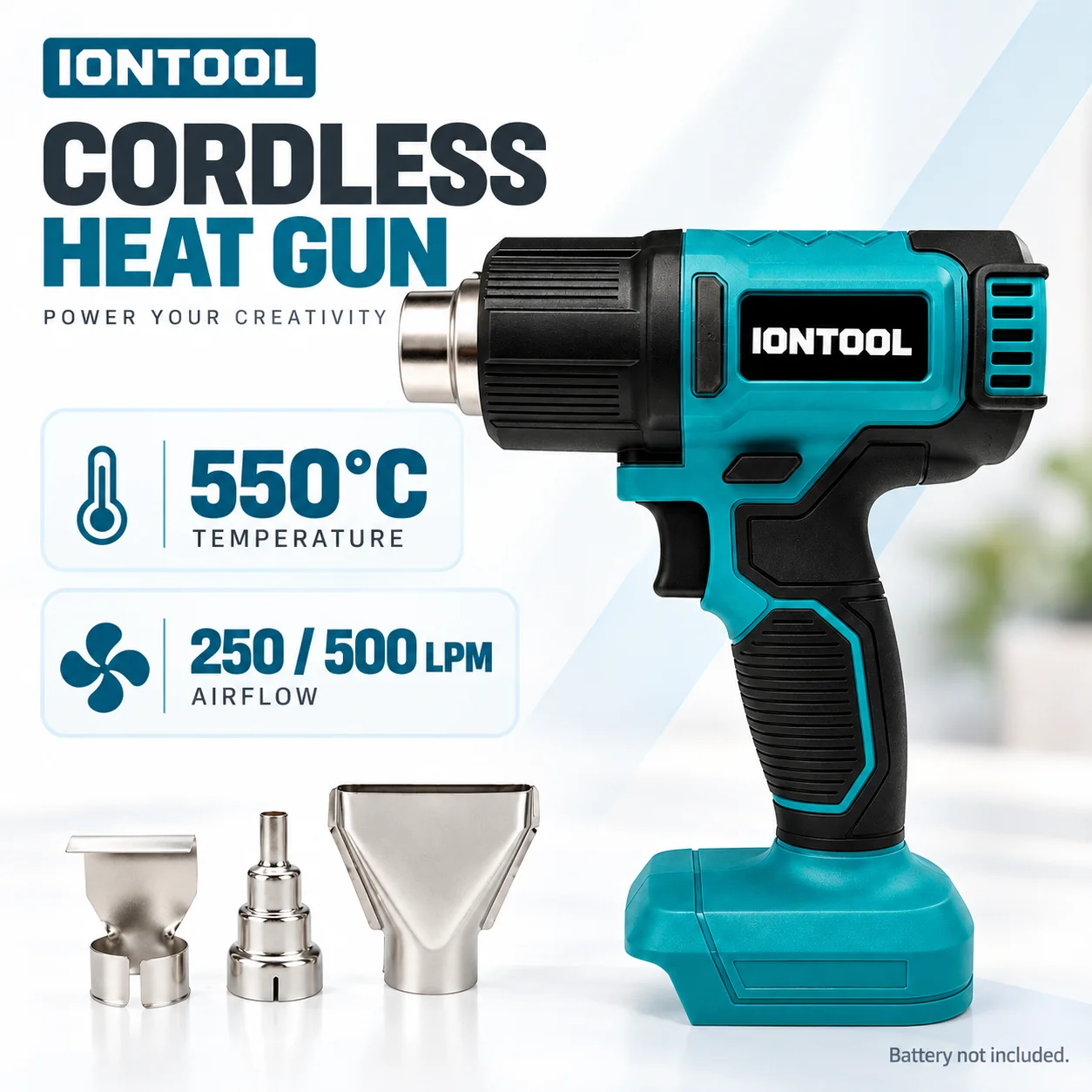 Cordless Heat Gun For Shrink Tubing - IONTOOL 550 ℃ Компактный, прочный, беспроводной