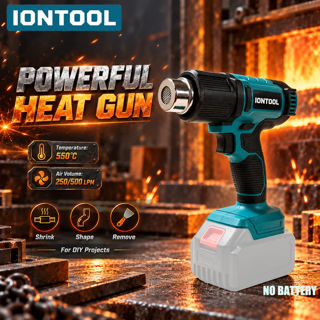Cordless Heat Gun For Shrink Tubing - Беспроводной термофен IONTOOL 550 ℃ Инструмент