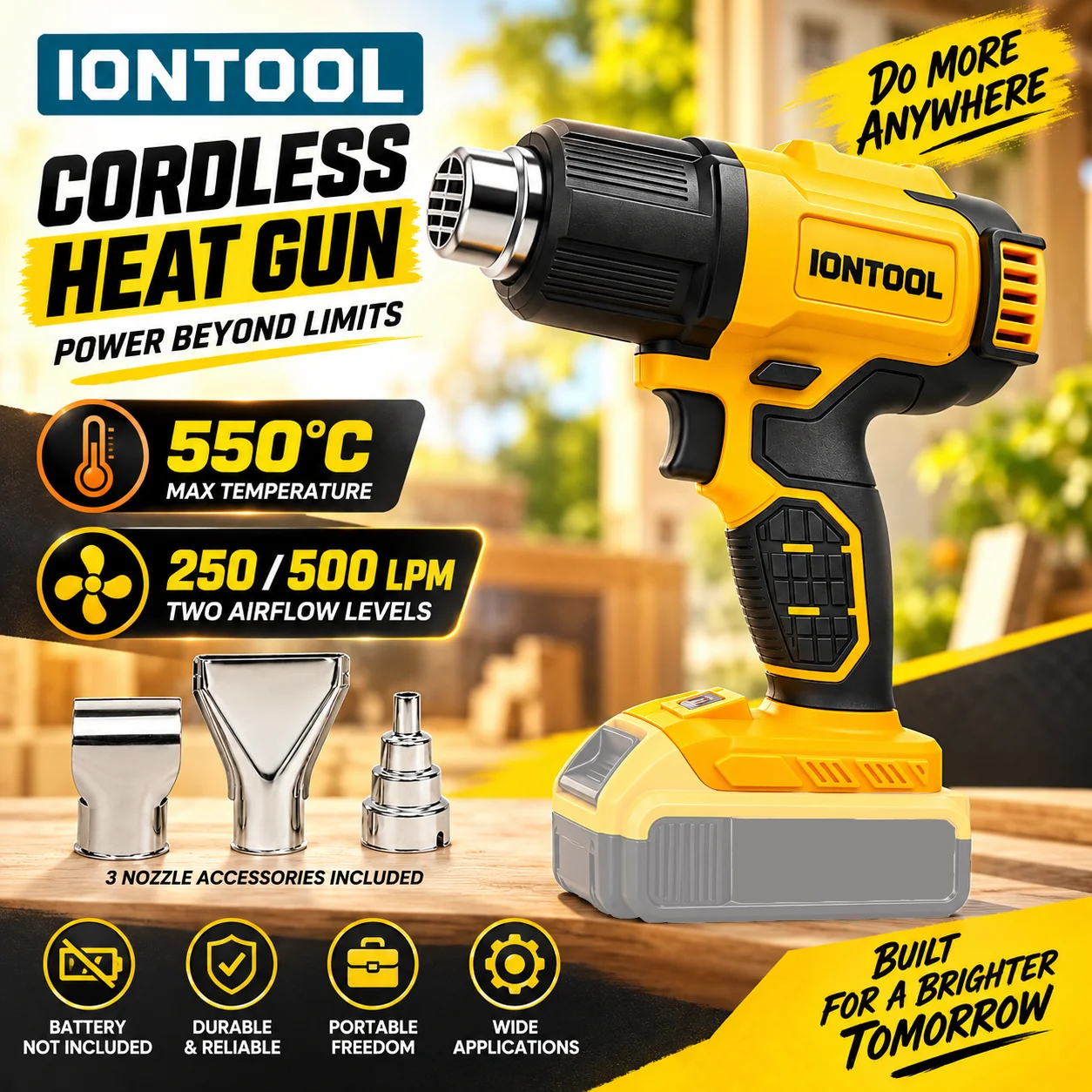 Cordless Heat Gun For Shrink Tubing - IONTOOL 550 ℃ Беспроводной термофен для