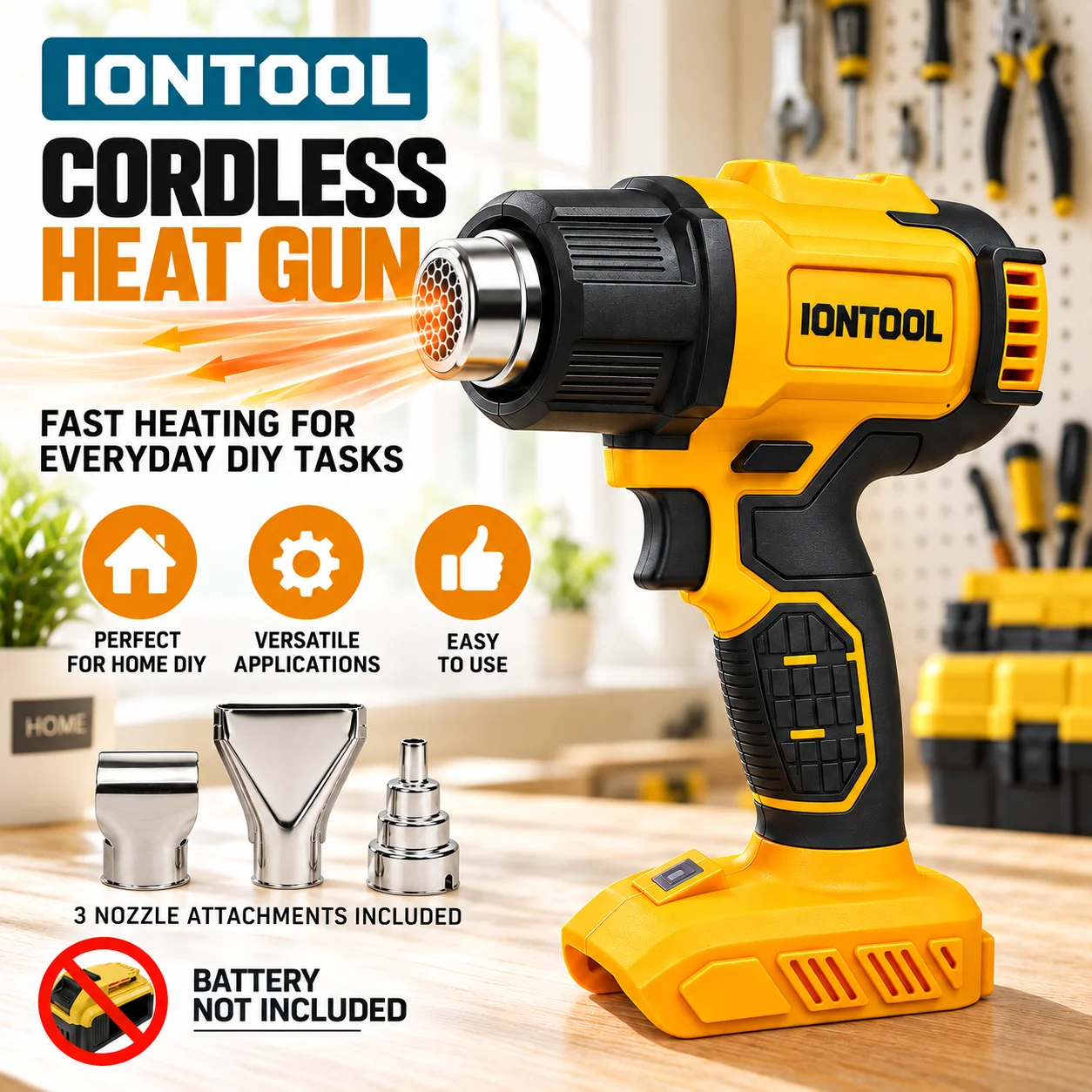 IONTOOL Желтый беспроводной те – обзор и цена Cordless Heat Gun For Shrink Tubing