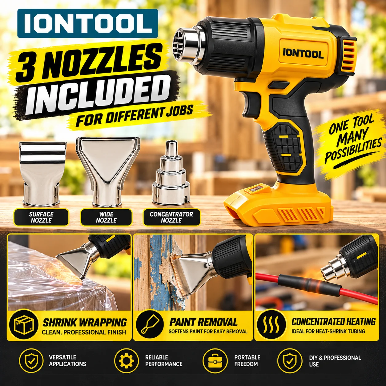 IONTOOL 550 ℃   Беспроводной т – обзор и цена Cordless Heat Gun For Shrink Tubing